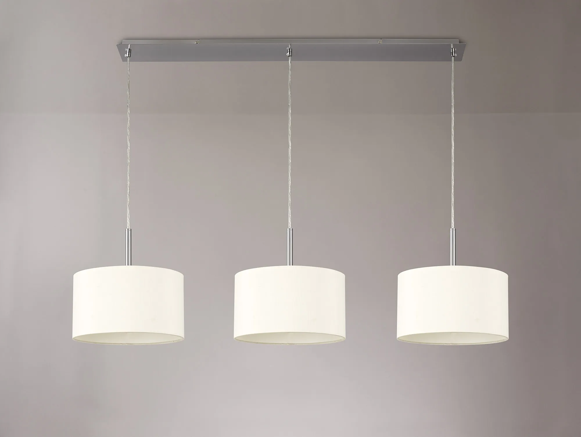 Baymont 30cm Shade 3 Light Pendant Satin Nickel, Ivory Pearl/White DK0585  Deco Baymont SN IV